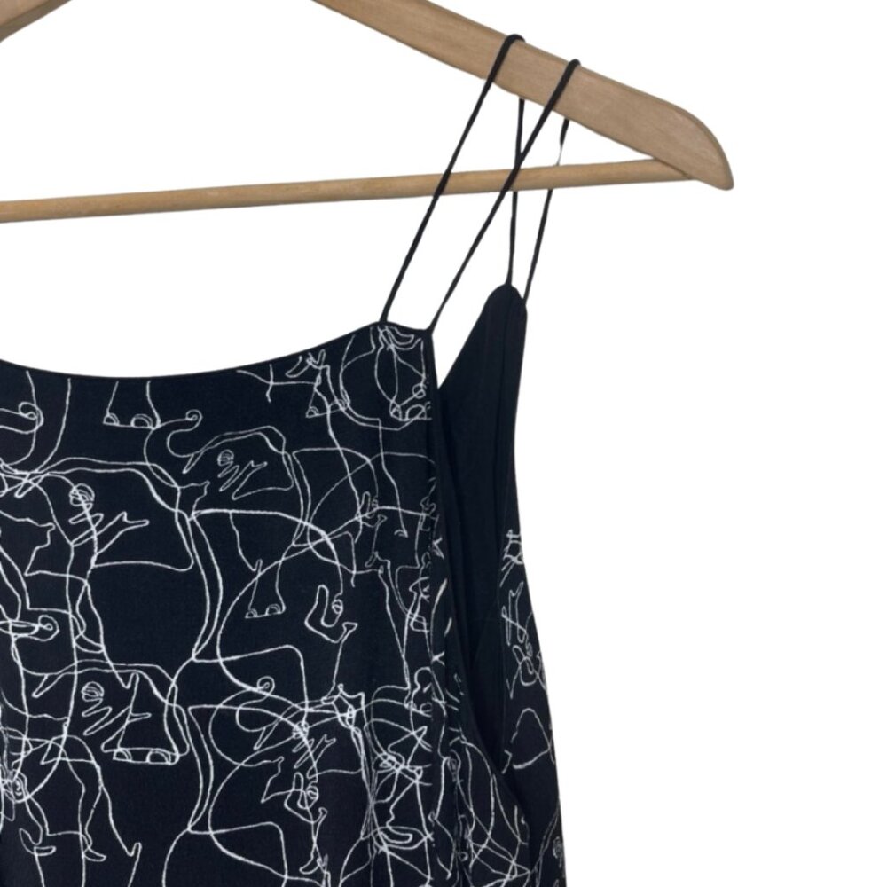 SILENCE + NOISE | Black Short Dress White Abstract Elephant Pattern | Size L - Picture 4 of 13